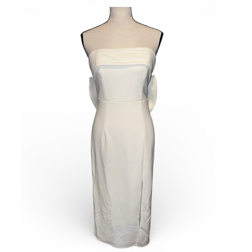 Lulus Fabulous Phenomenon White Strapless Bow Midi Dress size‎ Small NWT - Picture 7 of 10